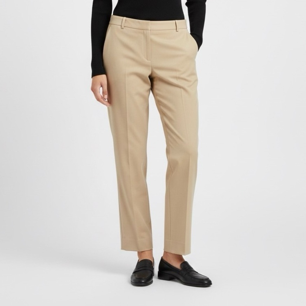 St John Beige Light Wool Straight Wide Trouser Pants - 12